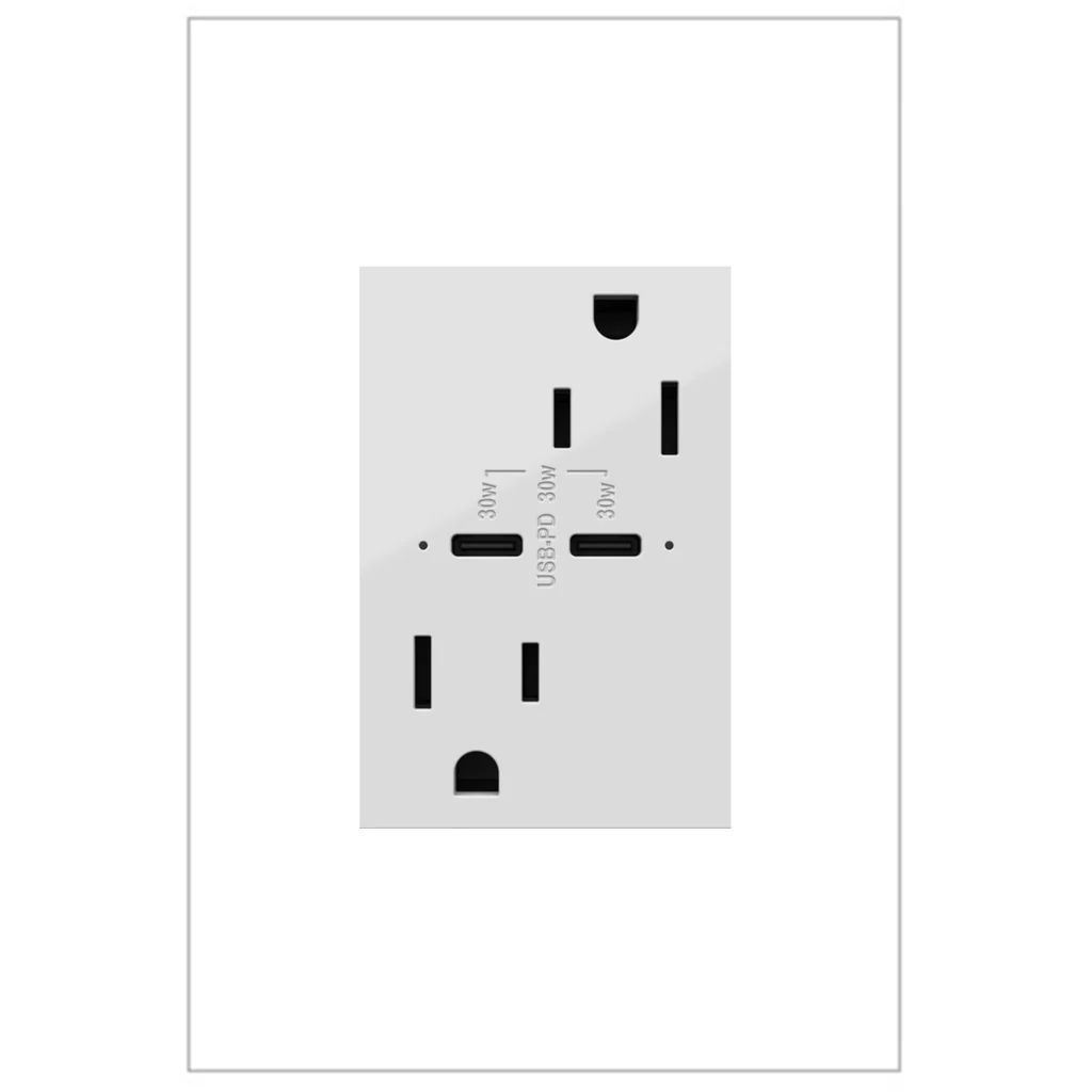 15A Tamper Resistant Ultra Fast Plus Power Delivery USB Type C Outlet Plus Size ARTRUSB15PD30W4