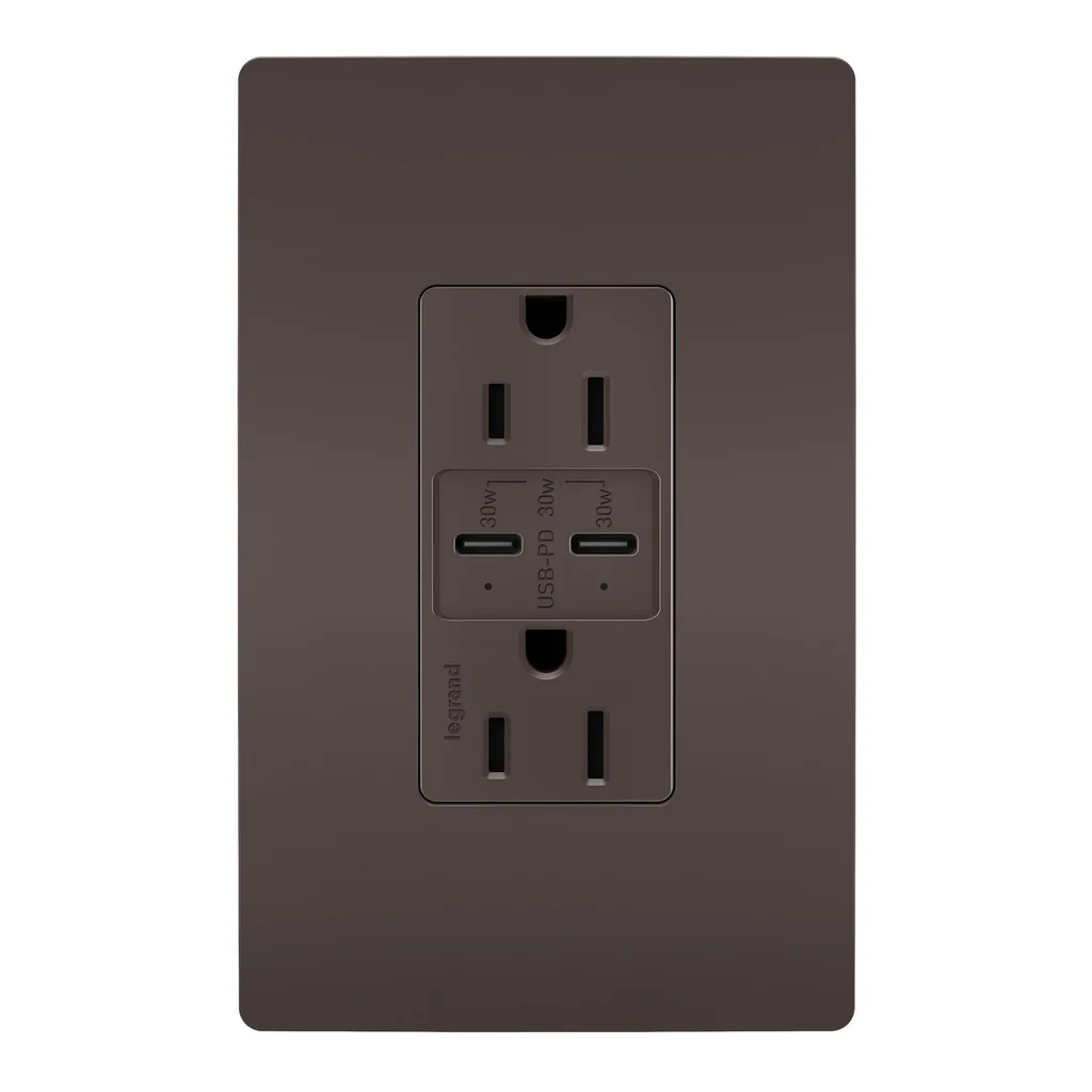 15A Tamper Resistant Ultra Fast PLUS Power Delivery USB Type C Outlet R26USBPD
