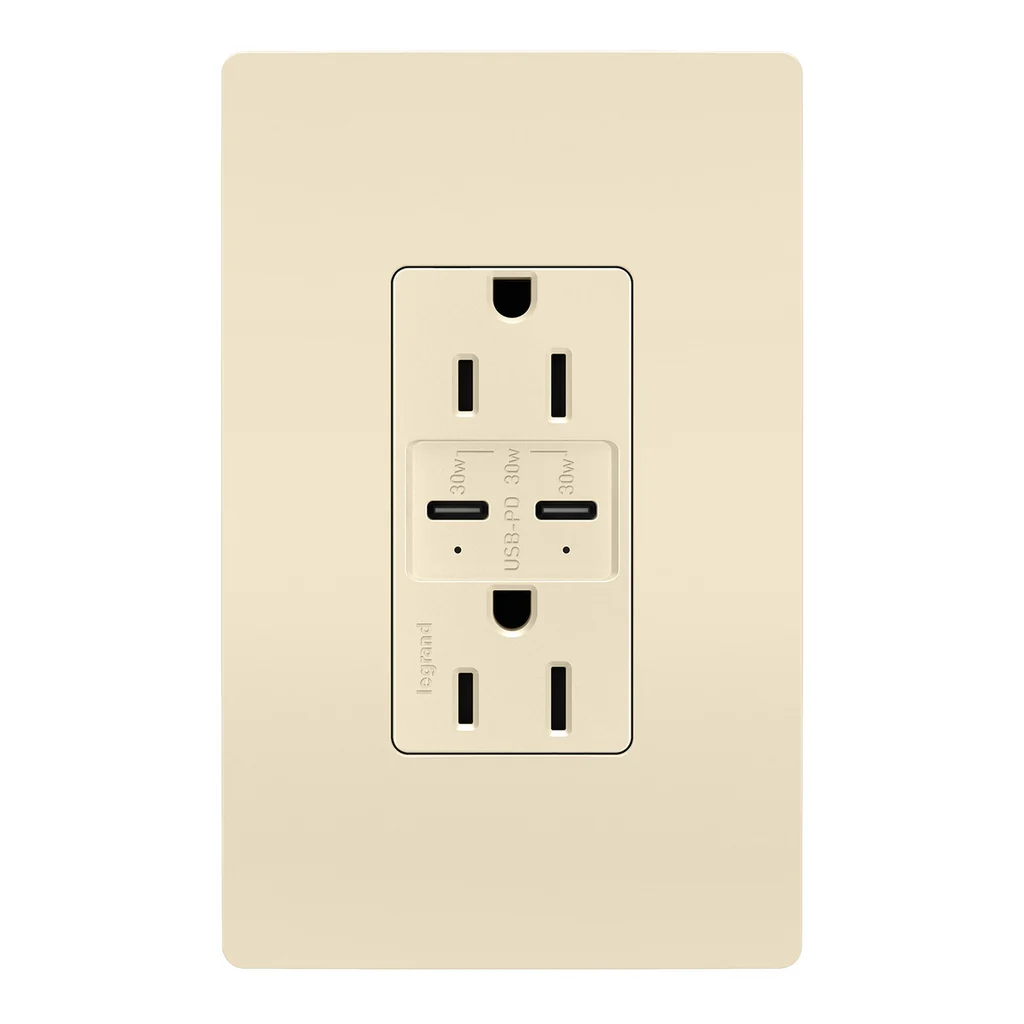 15A Tamper Resistant Ultra Fast PLUS Power Delivery USB Type C Outlet R26USBPDLA