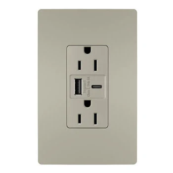 15A Tamper Resistant Ultra Fast USB Type A C Outlet R26USBAC6NICCV4