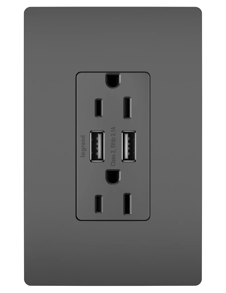 15A Tamper Resistant USB Outlet TM826USBBK