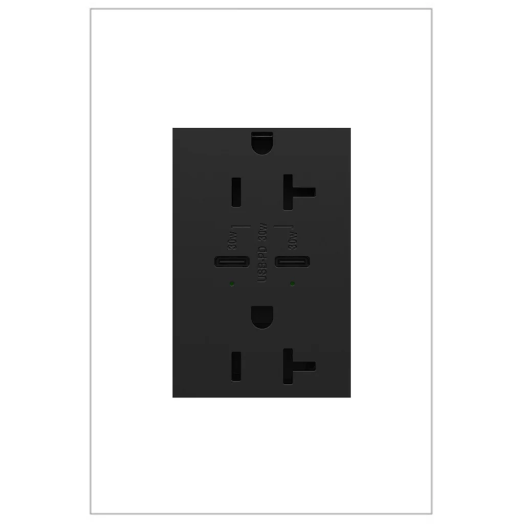 20A Tamper Resistant Ultra Fast Plus Power Delivery USB Type C Outlet Plus Size ARTRUSB20PD30G4