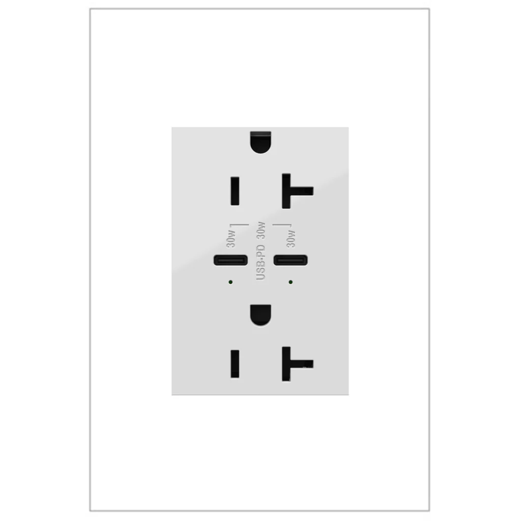 20A Tamper Resistant Ultra Fast Plus Power Delivery USB Type C Outlet Plus Size ARTRUSB20PD30W4