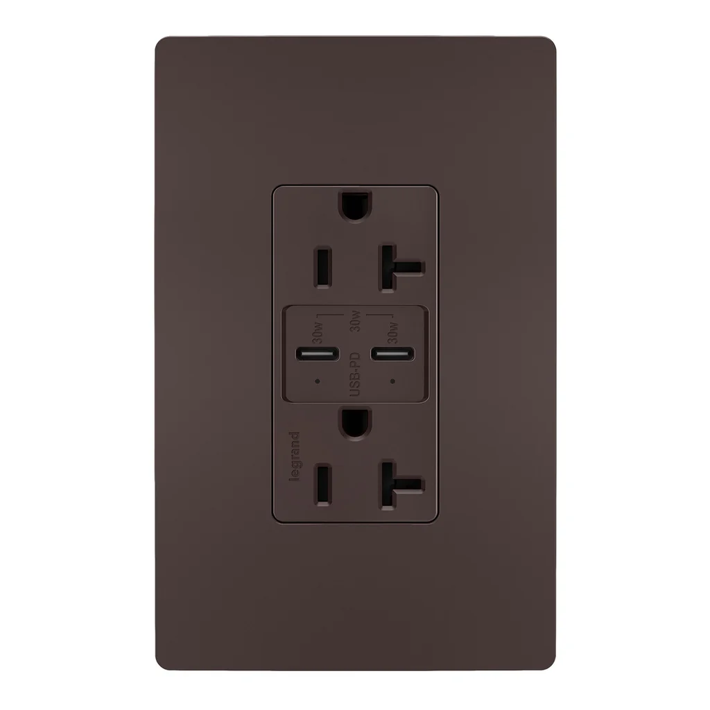 20A Tamper Resistant Ultra Fast PLUS Power Delivery USB Type C Outlet TR20USBPDDB
