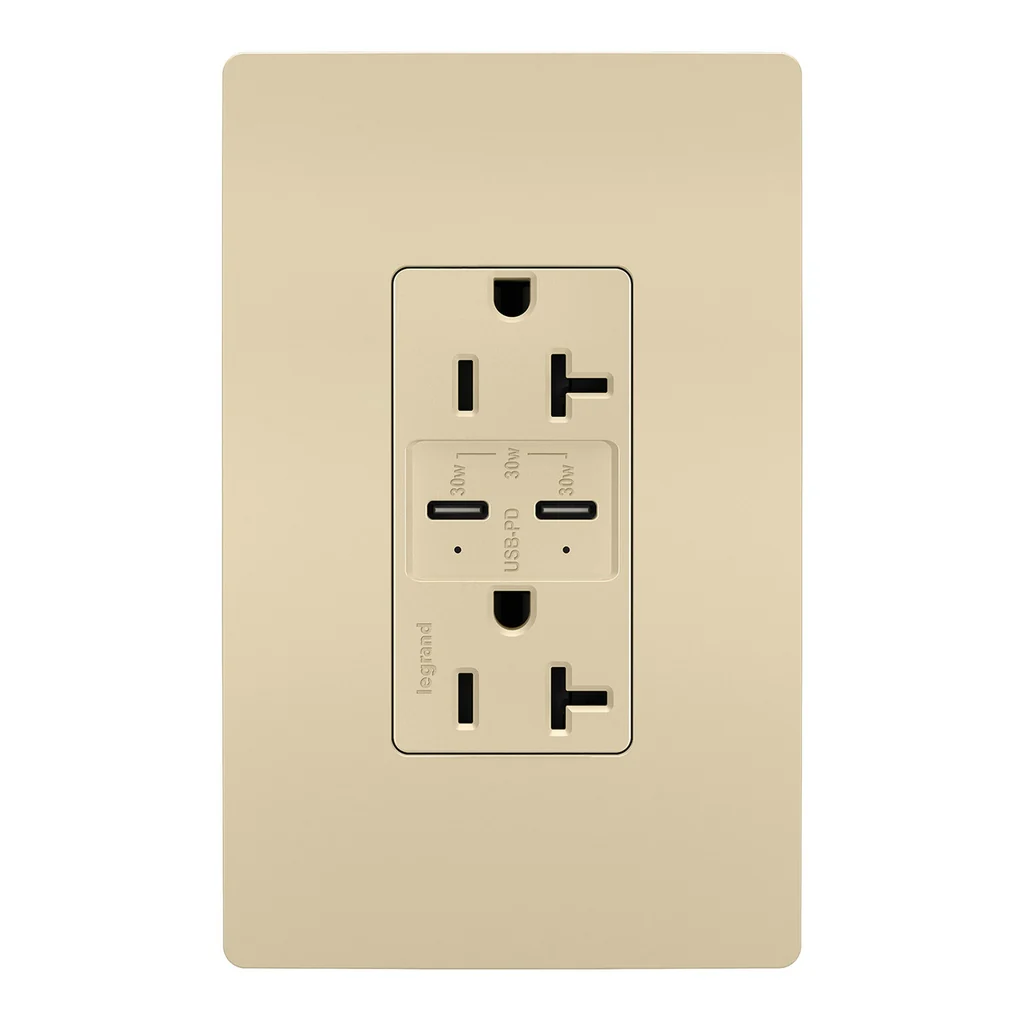 20A Tamper Resistant Ultra Fast PLUS Power Delivery USB Type C  Outlet TR20USBPDI