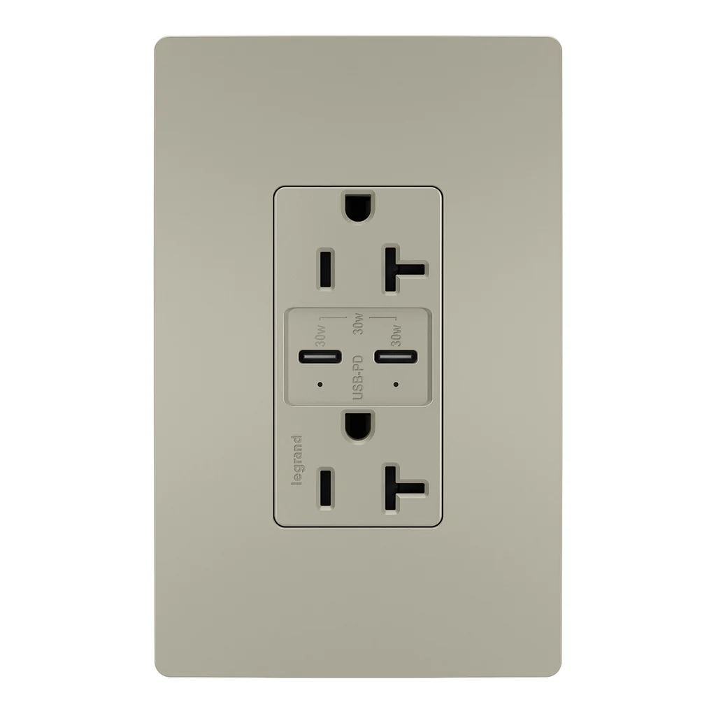 20A Tamper Resistant Ultra Fast PLUS Power Delivery USB Type C Outlet TR20USBPDNI