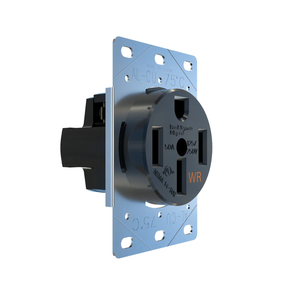 50A Weather Resistant Electrical Outlet for RVs   EV Chargers 3894WR