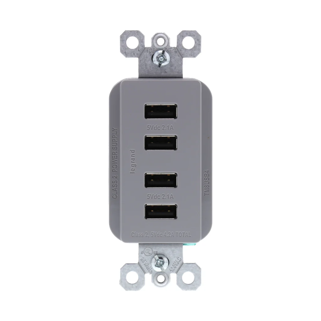 Quad USB Charger TM8USB4GRYCC6