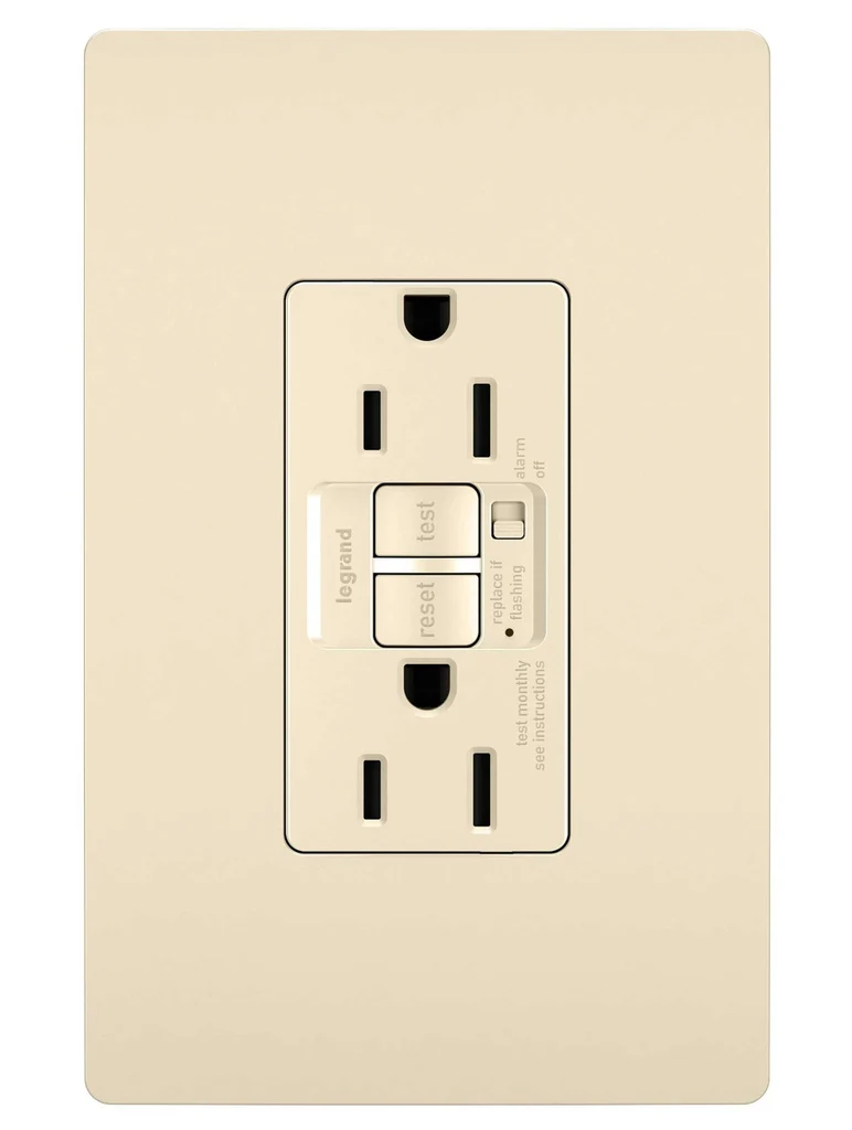 Tamper Resistant 15A Duplex Self Test GFCI Receptacles with Audible Alarm and SafeLock Protection 1597TRALA