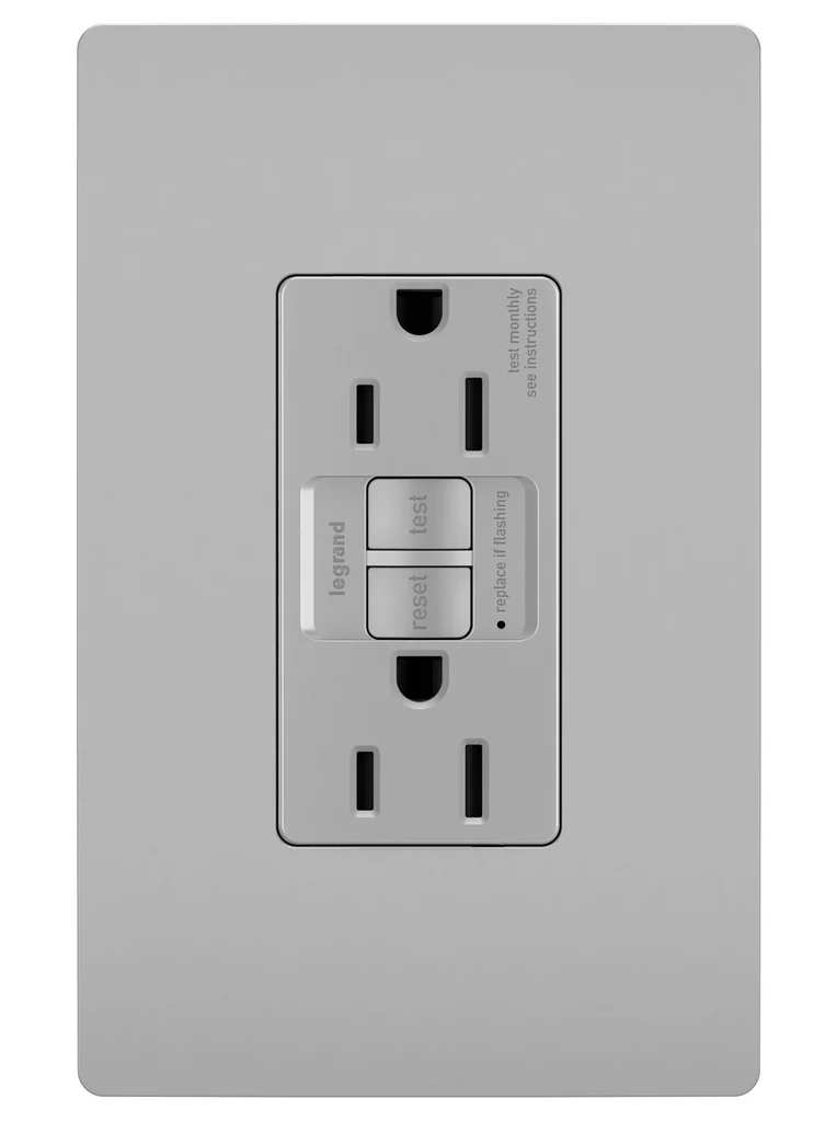 Tamper Resistant 15A Duplex Self Test GFCI Receptacles with SafeLock Protection 1597TRGRY