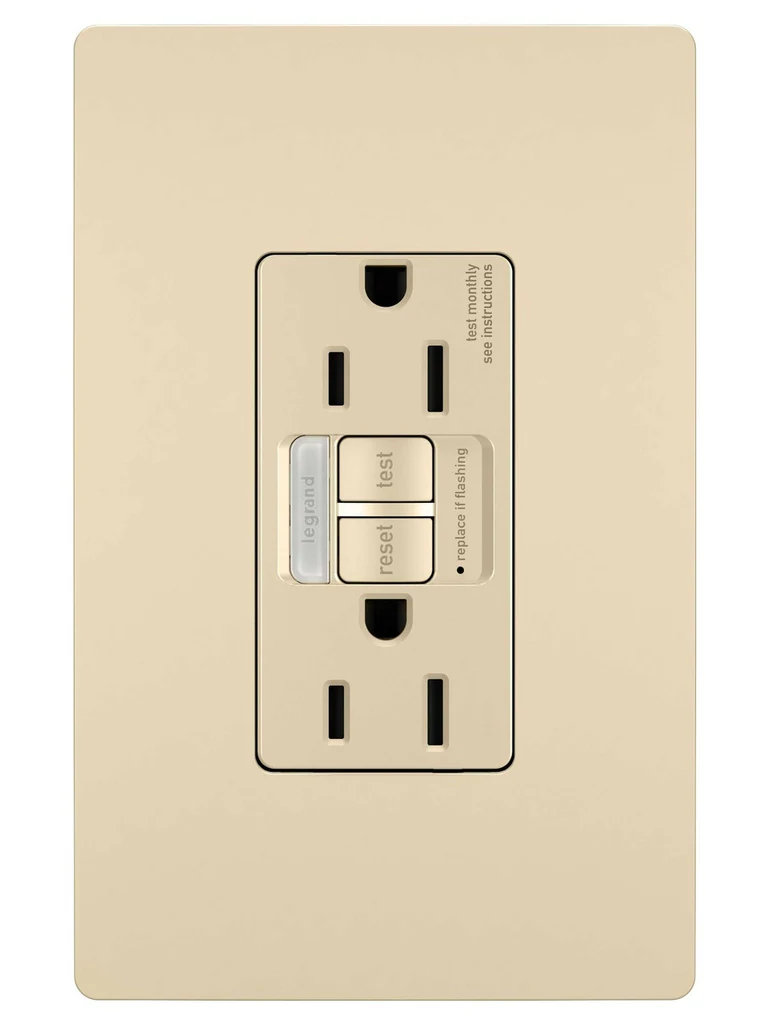 Tamper Resistant 15A Duplex Self Test GFCI Receptacles with SafeLock Protection and Night Light 1597NTLTRI