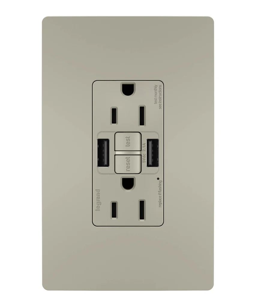 Tamper Resistant 15A Duplex Self Test GFCI Receptacles with SafeLock Protection USB Type A C4 1597TRUSBAANIC4