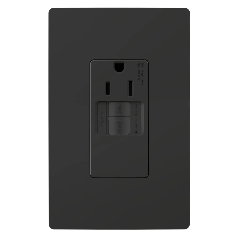 Tamper Resistant 15A Simplex Self Test GFCI Receptacles with SafeLock Protection 1597TRSGLBK