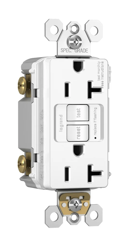 Tamper Resistant 20A Duplex Self Test GFCI Receptacle with SafeLock Protection 2097TRW