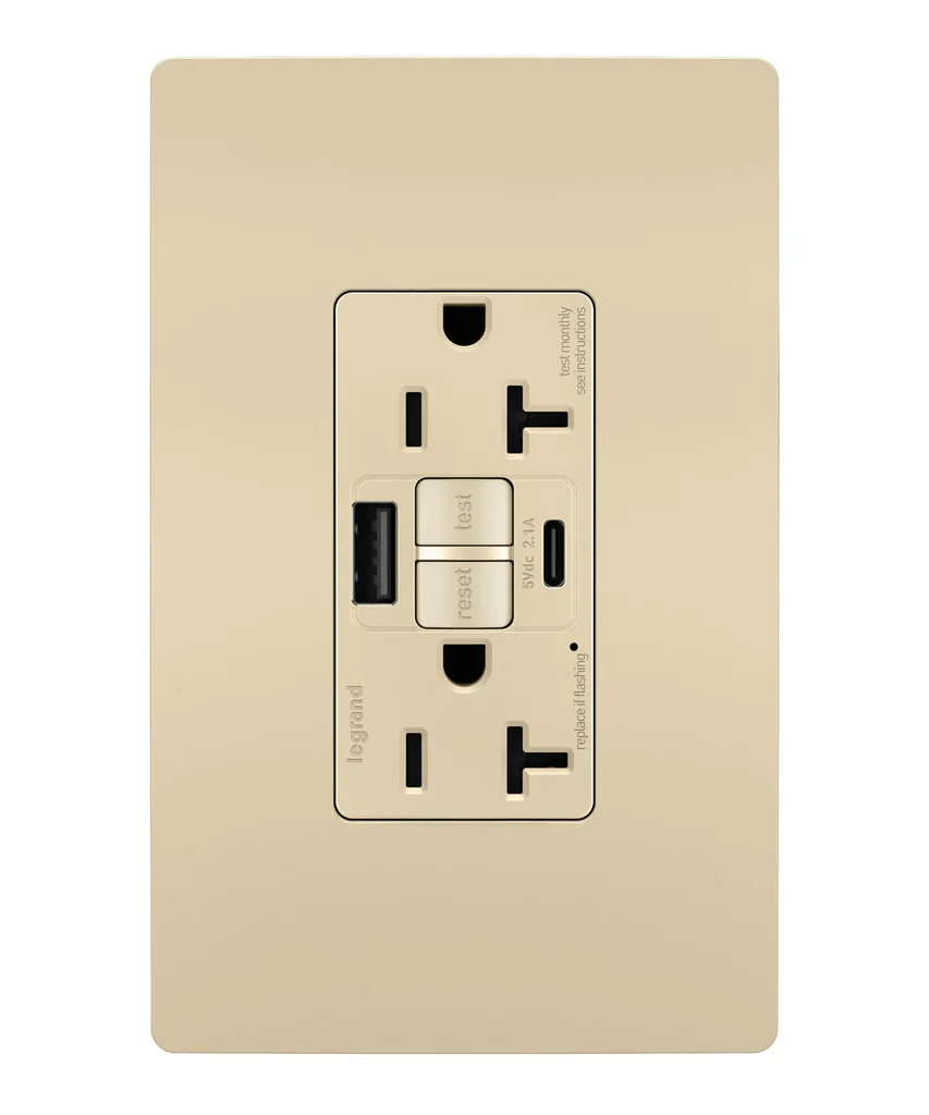 Tamper Resistant 20A Duplex Self Test GFCI Receptacles with SafeLock Protection Type A C Outlet 2097TRUSBACI