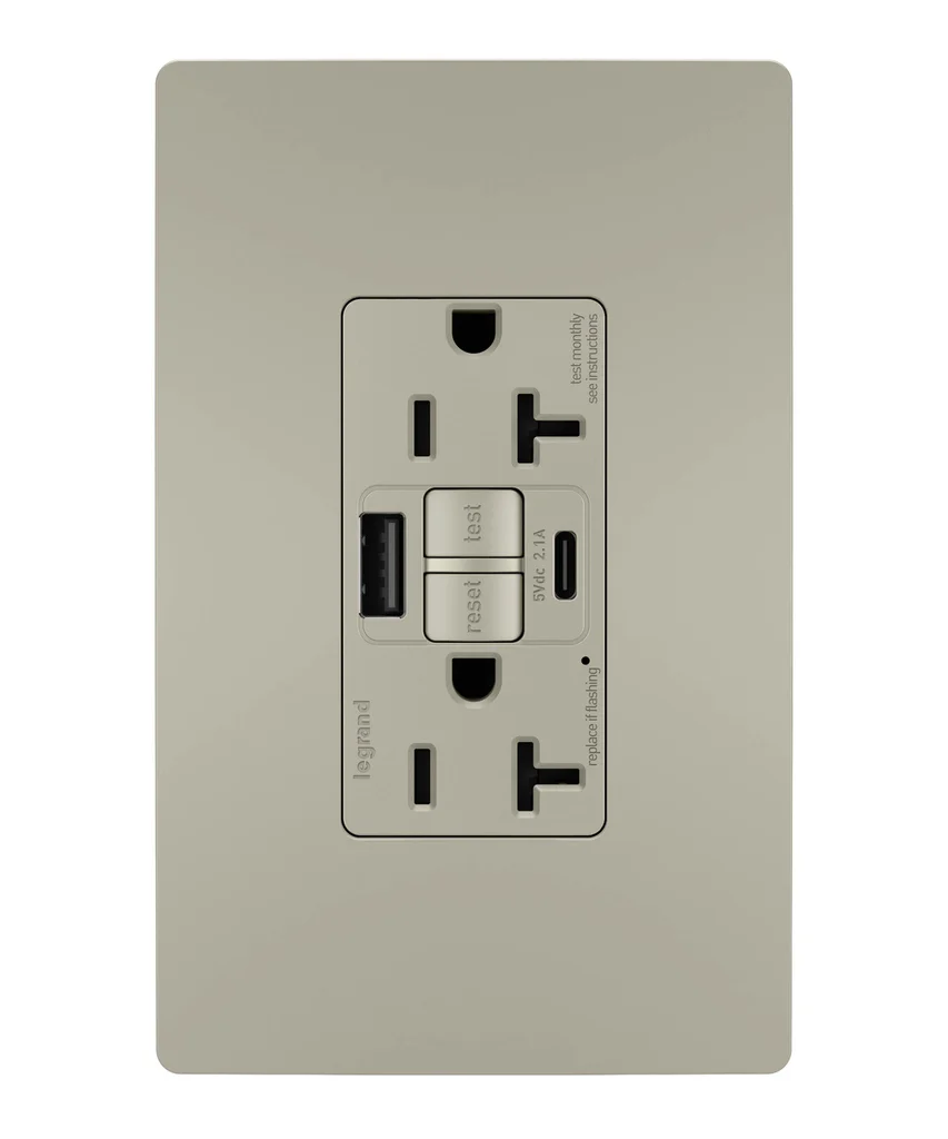 Tamper Resistant 20A Duplex Self Test GFCI Receptacles with SafeLock Protection  Type A C Outlet 2097TRUSBACNIC4