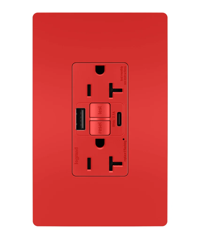 Tamper Resistant 20A Duplex Self Test GFCI Receptacles with SafeLock Protection  Type A C Outlet 2097TRUSBACRED