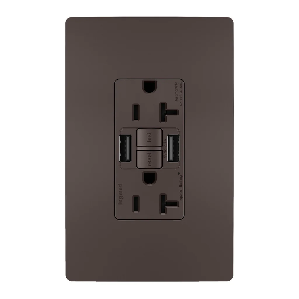 Tamper Resistant 20A Duplex Self Test GFCI Receptacles with SafeLock Protection  Type A  Outlet 2097TRUSBAA