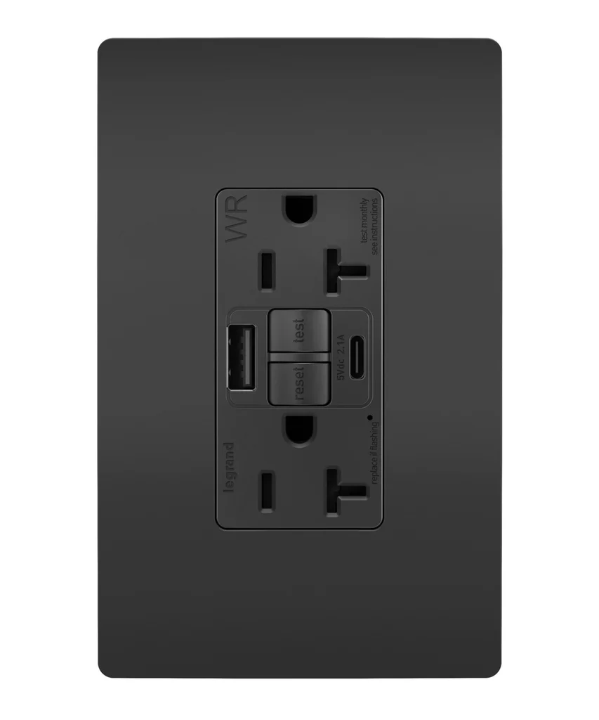 Tamper Weather Resistant 20A Duplex Self Test GFCI Receptacles w SafeLock  Type A C Outlet 2097TRWRUSBACBK