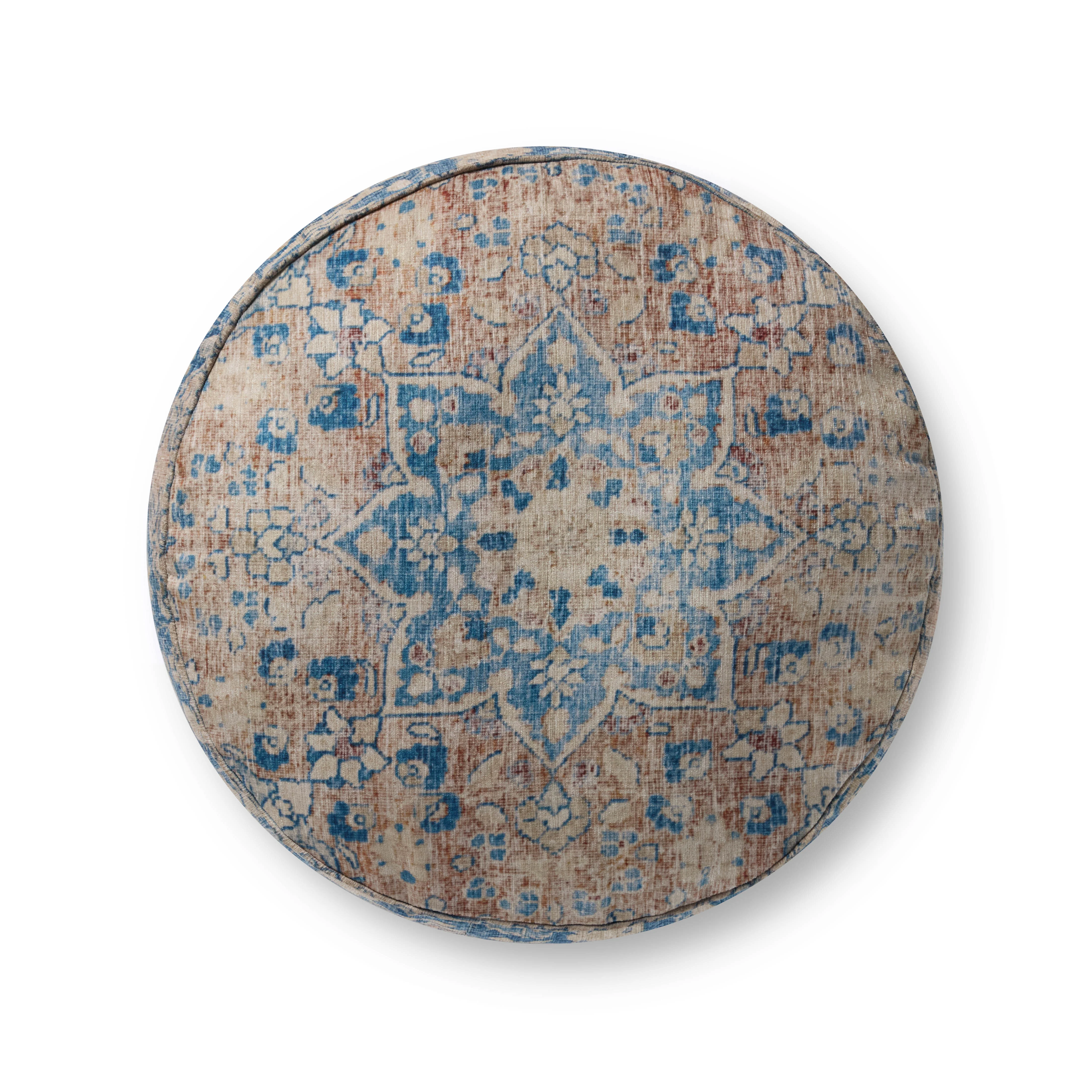 Blue / Tangerine Pouf (LPF211) - Image 3