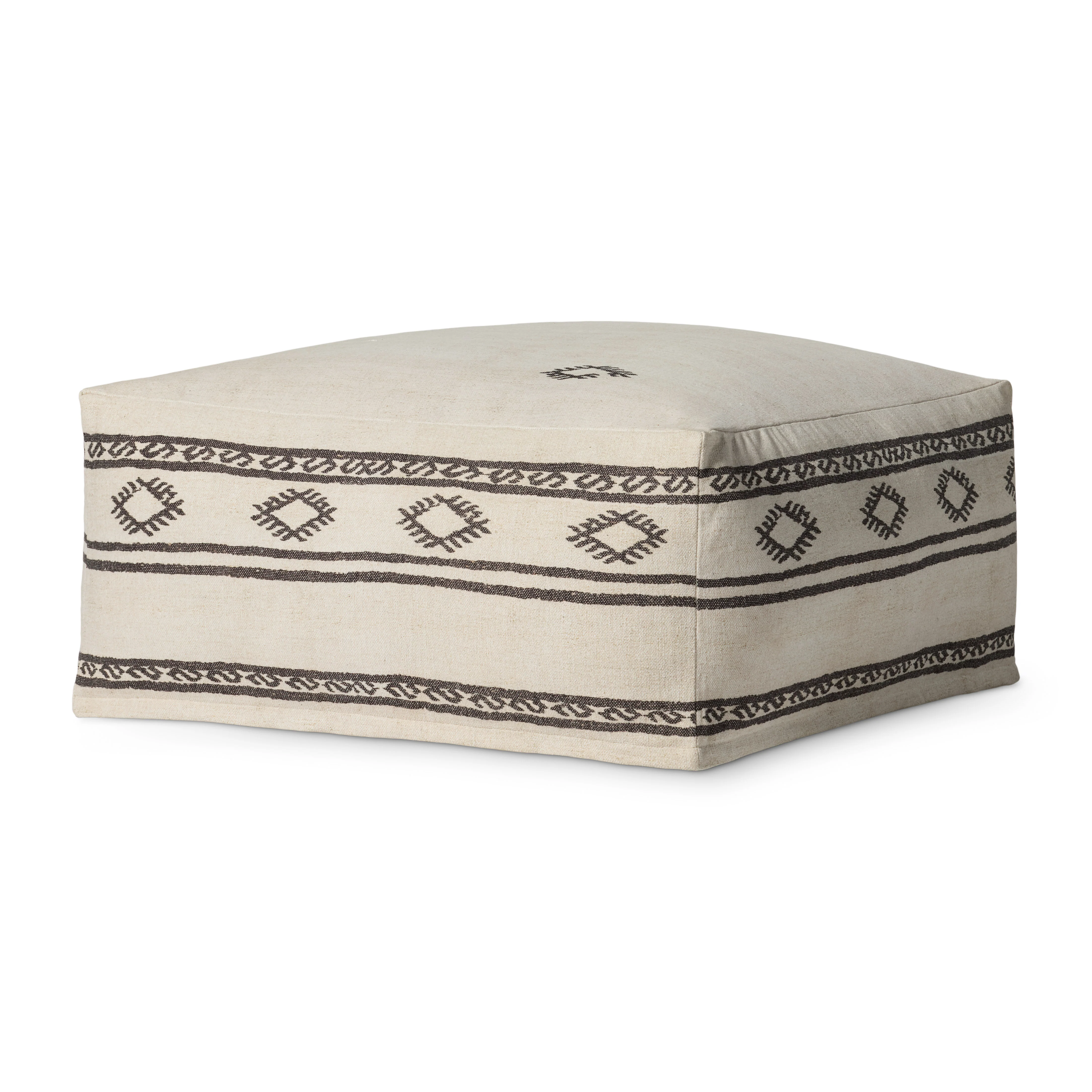 Ivory / Brown Pouf (LPF0042)