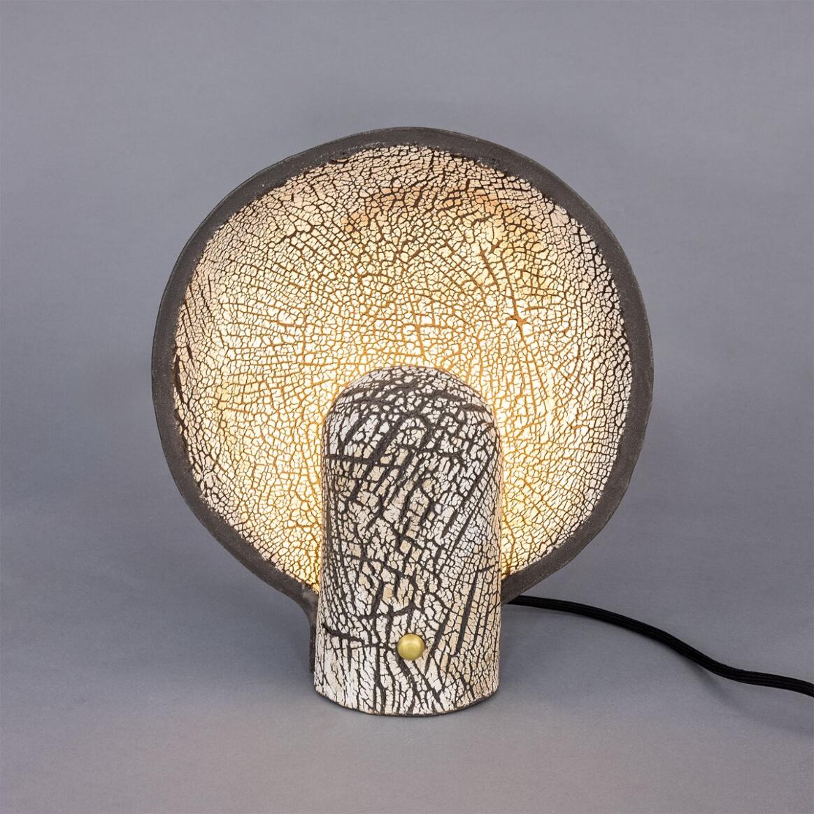 Cagliari Ceramic Scoop Table Lamp Black Clay