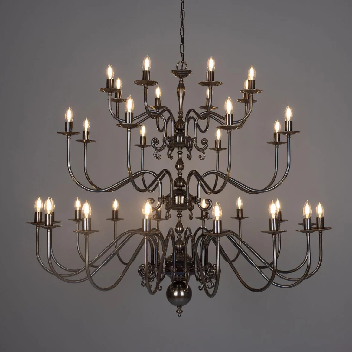 Flemish Chandelier 16+8+8 Arm Satin Brass