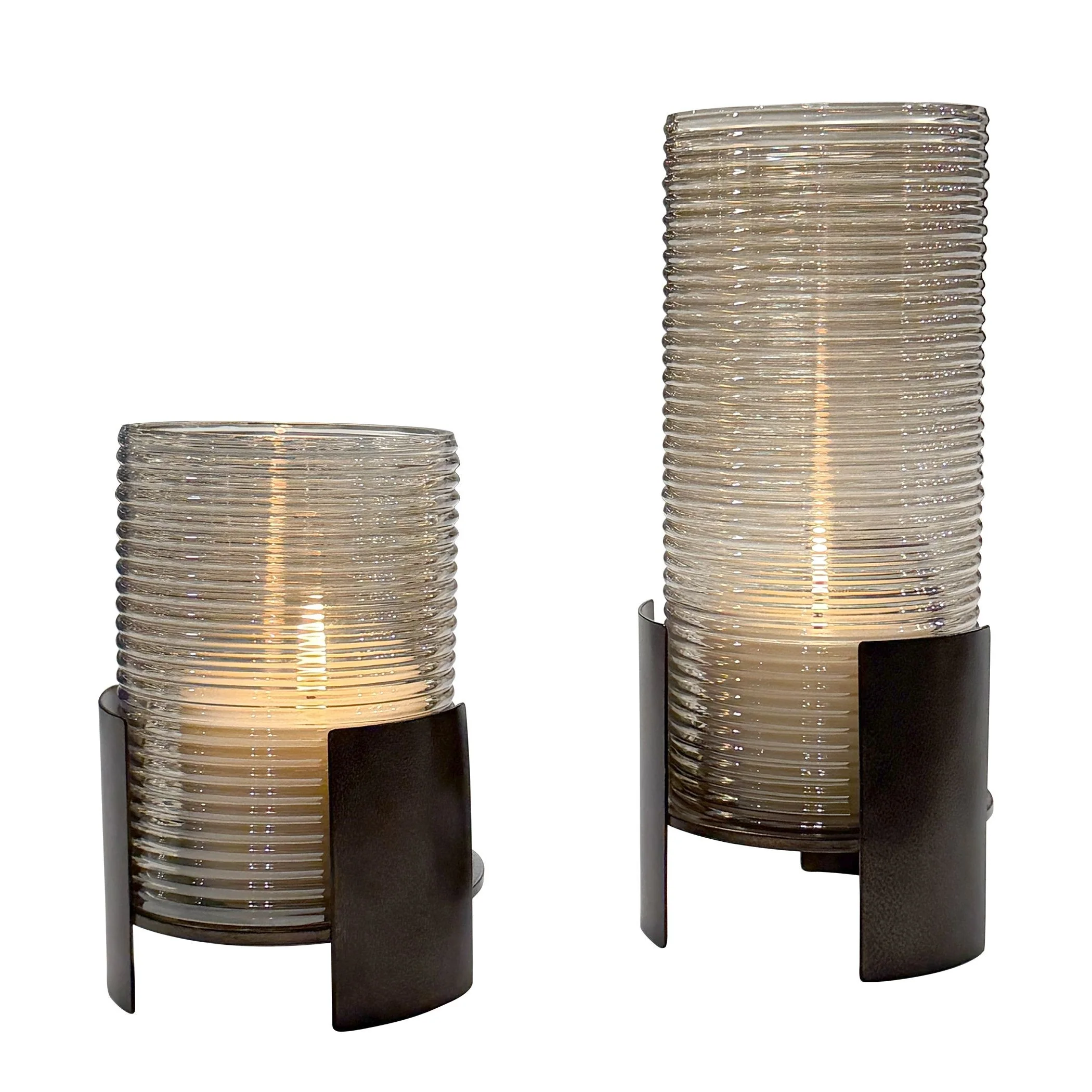 Fluted Fire Candleholders Set 2