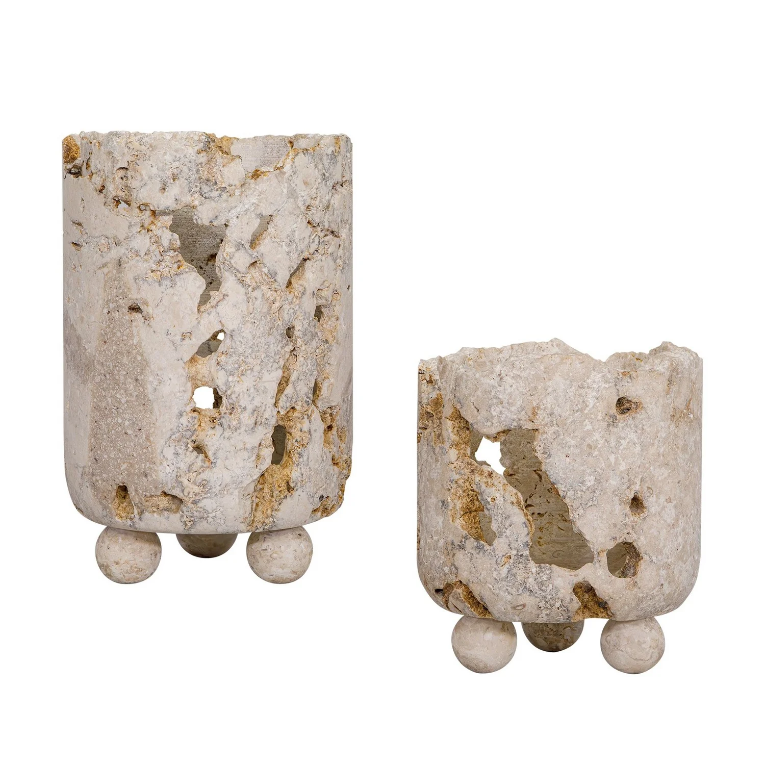 Quarried Stone Candleholders Set of 2